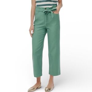 J. Crew NWT Twill Cropped Pants High Rise Belted Aventurine Green Women’s 10